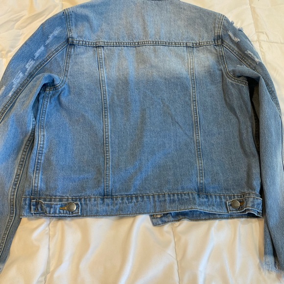 Distress Denim Womens Jacket Natures Denim Pink Lilly Size L - Picture 10 of 11